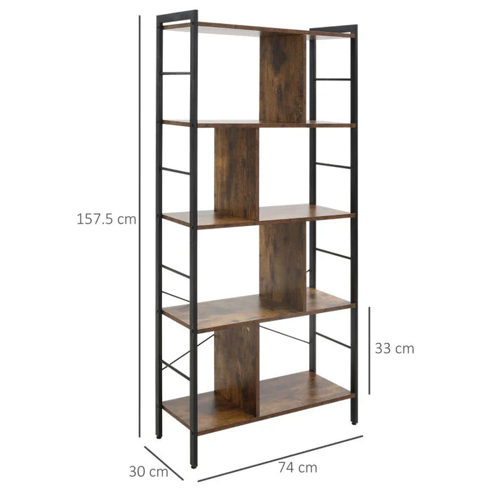 HOMCOM Industrial Bookcase Shelf