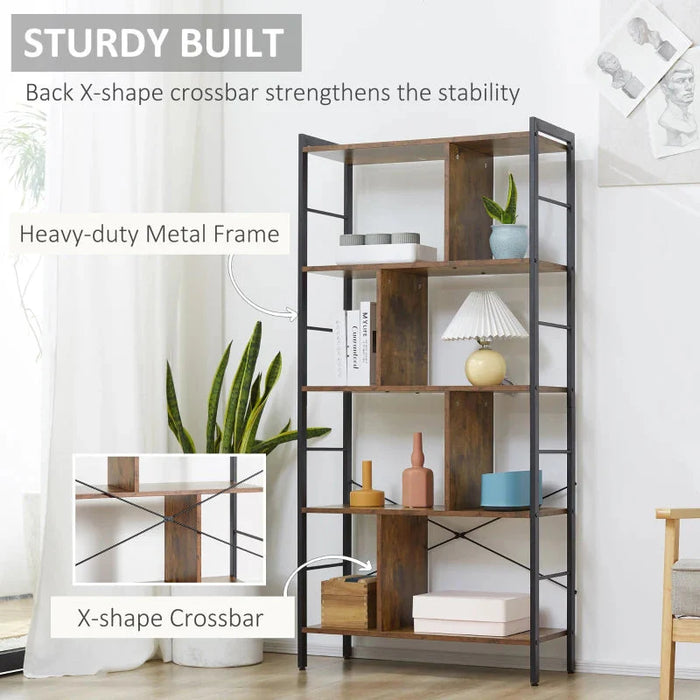 HOMCOM Industrial Bookcase Shelf