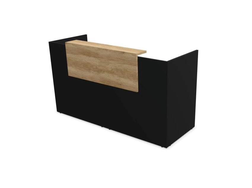 Buro5 Small Straight Reception Desk Reception Desk Buronomic 2000mm Black Nebraska Oak