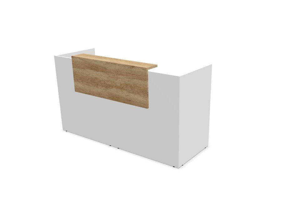 Buro5 Small Straight Reception Desk Reception Desk Buronomic 2000mm White Nebraska Oak