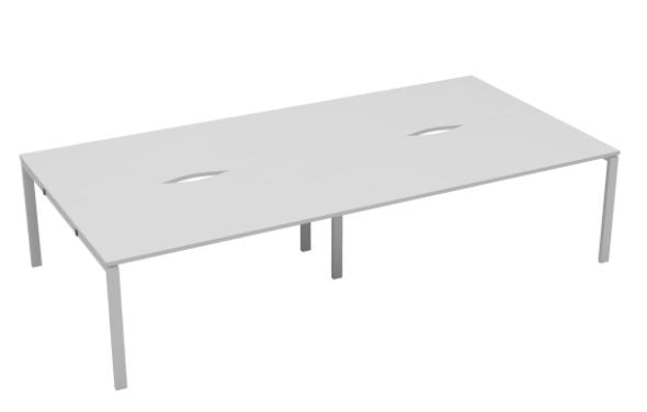 Express 4 Person White Office Bench Desk 2400mm x 1600mm BENCH TC Group White White No Gap