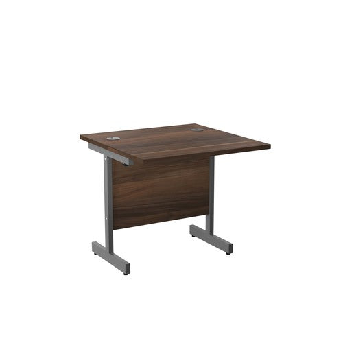 One Cantilever Rectangular Office Desk - 800mm Deep Rectangular Office Desks TC Group Walnut Silver 800mm x 800mm