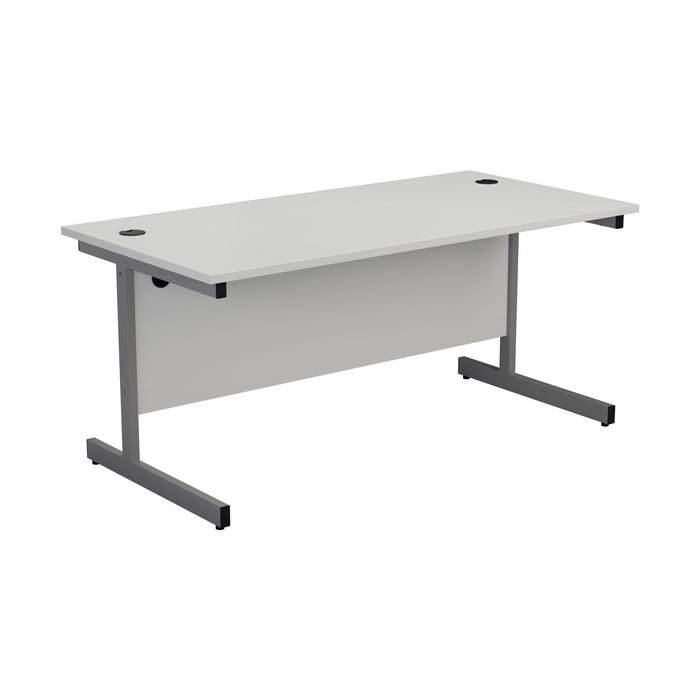One Cantilever Rectangular Office Desk - 800mm Deep Rectangular Office Desks TC Group White Silver 1200mm x 800mm