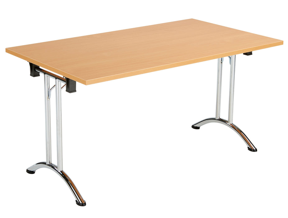 One Union Folding Meeting Table 700mm Deep Folding Meeting Tables TC Group Beech Chrome 1200mm x 700mm