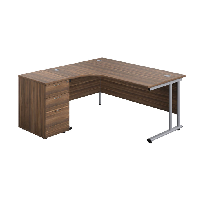 Start Next Day Delivery 1600mm Corner Desk & Pedestal Bundle Rectangular Office Desks TC Group Walnut Left 