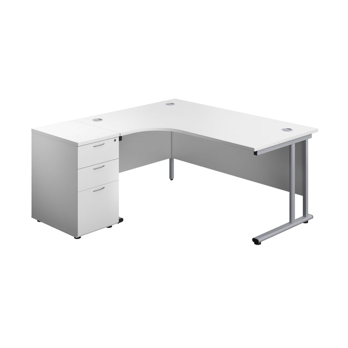 Start Next Day Delivery 1600mm Corner Desk & Pedestal Bundle Rectangular Office Desks TC Group White Left 