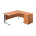Start Next Day Delivery 1800 Corner Desk & Pedestal Bundle WOKSTATIONS TC Group Beech Right 