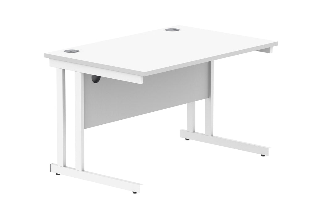 Workwise Office Rectangular Desk With Steel Double Upright Cantilever Frame Furniture TC GROUP 1200X800 Arctic White/White 